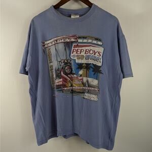 Vintage 2001 Mens Drag Racing Large T-Shirt NHRA Pep Boys 50th Nationals Hotrod